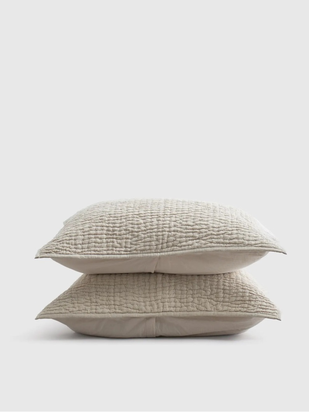 QUINCE European Linen Cotton Stitch Sham Set Standard Sand 7626